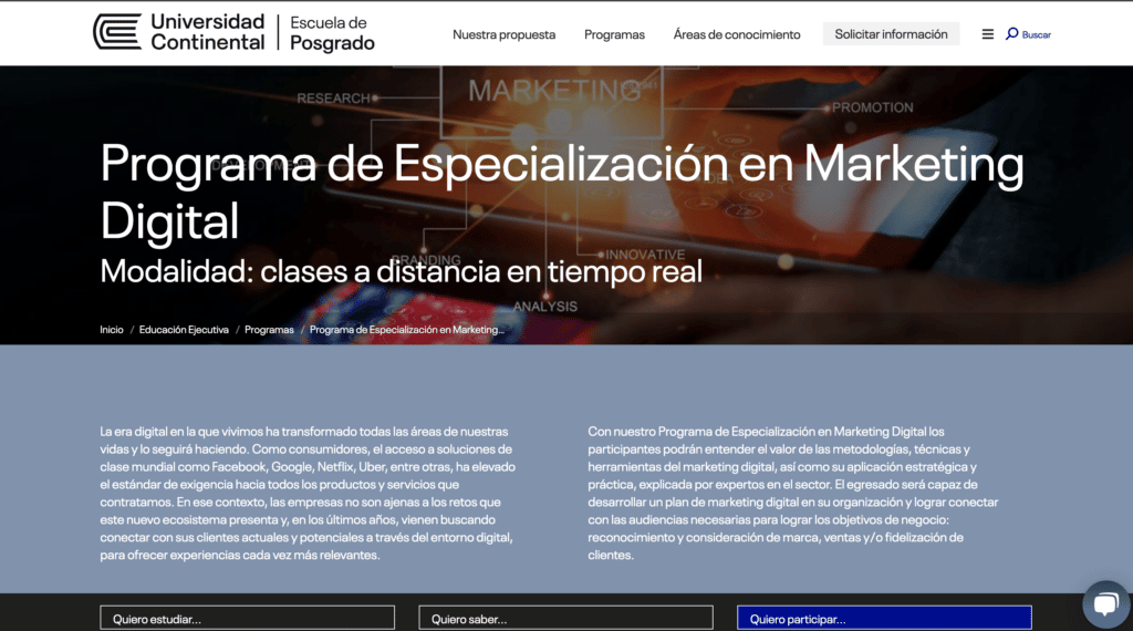 Marketing Digital en Universidad Continental Lima Perú